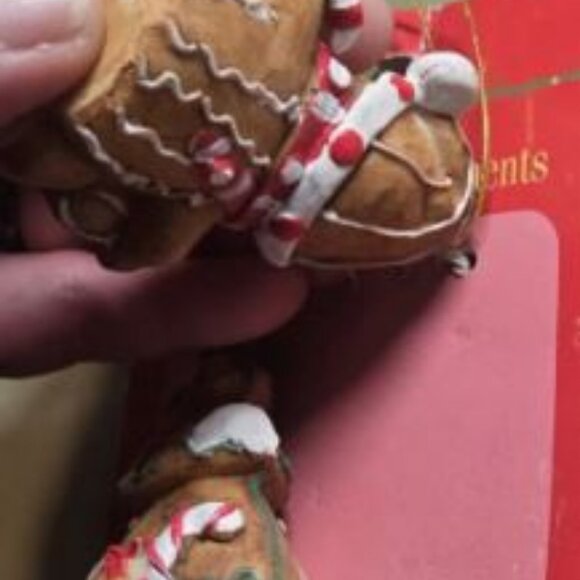 Vtg Nos 2 Pack Gingerbread Ornaments Tree And Bear Toyland Collection - Picture 3 of 3
